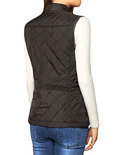 Allegra K Chaleco Acolchado para Mujer Cuello Alto Cremallera Frontal Bolsillos Inclinados Marrón L Allegra K Chaleco Acolchado para Mujer Cuello Alto Cremallera Frontal Bolsillos Inclinados Marrón L