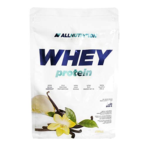 ALLNUTRITION Whey Protein 908g paquete de 1 proteína en polvo proteína de suero en polvo construcción muscular con aminoácidos ramificados BCAA (Vanilla)