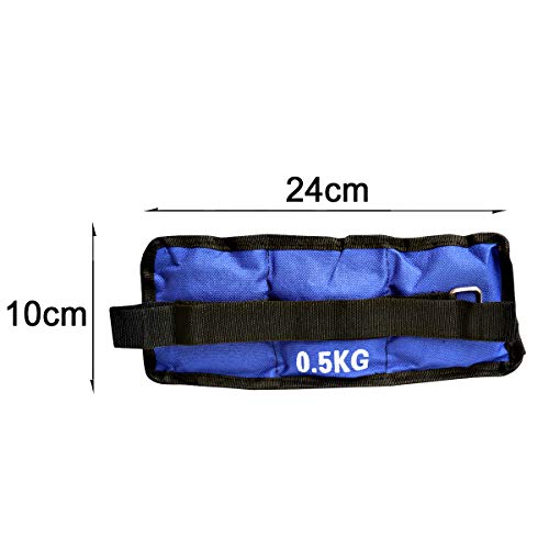 ALLPER Pack de 2 Pesas de 0,5 Kilos. para Tobillos y/o muñecas, TAMAÑO: 24 x 10 cm. para Correr, Gimnasio, Footing. Correas Ajustables, Transpirable. Máxima Comodidad.