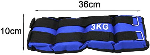 ALLPER Pack de 2 Pesas de 3 Kilos. para Tobillos y/o muñecas, TAMAÑO: 36 x 10. para Correr, Gimnasio, Footing. Correas Ajustables, Transpirable. Máxima Comodidad.