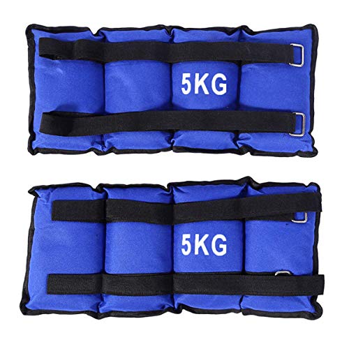 ALLPER Pack de 2 Pesas de 5 Kilos. para Tobillos y/o muñecas, TAMAÑO: 40 x 16. para Correr, Gimnasio, Footing. Correas Ajustables, Transpirable. Máxima Comodidad.