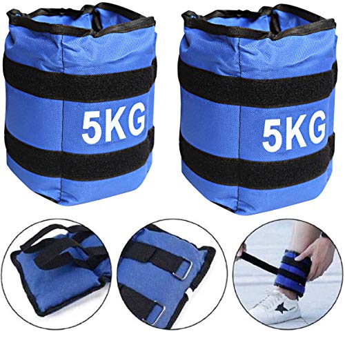 ALLPER Pack de 2 Pesas de 5 Kilos. para Tobillos y/o muñecas, TAMAÑO: 40 x 16. para Correr, Gimnasio, Footing. Correas Ajustables, Transpirable. Máxima Comodidad.