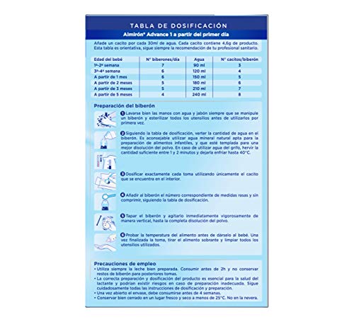 Almirón Advance 1, Leche de Inicio en Polvo para Bebé, a partir del Primer Día, 1.2kg