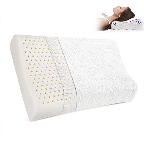 Almohada Cervical Latex, Almohada Ortopedica Reduce Dolores Cervicales, Almohada Ergonómico para Dormir Profundamente, Almohadas para Cuello De Doble Onda and Funda De Almohada De Lujo