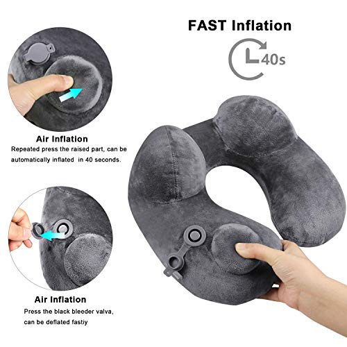 Almohada de Viaje, Guenx Almohada Inflable de compresión Manual, Avión Almohada Cervical, Almohada de Cuello, Almohada en Forma de U para Avión Coche Tren Oficina Utilizar, Soporte de Confort de Cuel