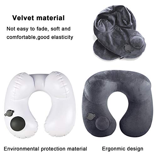 Almohada de Viaje, Guenx Almohada Inflable de compresión Manual, Avión Almohada Cervical, Almohada de Cuello, Almohada en Forma de U para Avión Coche Tren Oficina Utilizar, Soporte de Confort de Cuel