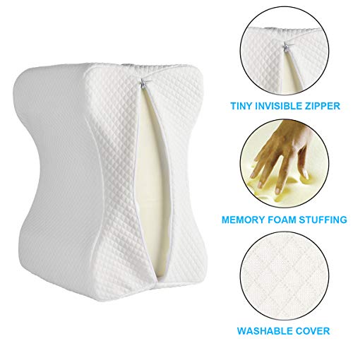 Almohada Ortopédica para Pierna y Rodilla, Almohadas de Espuma con Memoria de Contorno para Piernas, Almohada de cuña de Rodilla, cojín ergonómico para Almohadilla, Almohadilla para Dormir de Lado