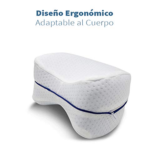 Almohada Ortopédica para Pierna y Rodilla, Cojín ergonómico, Almohada posicionadora de Piernas, Almohada Viscoelástica, Almohada para piernas Adaptable, Espuma con Memoria, para Dormir de Lado.