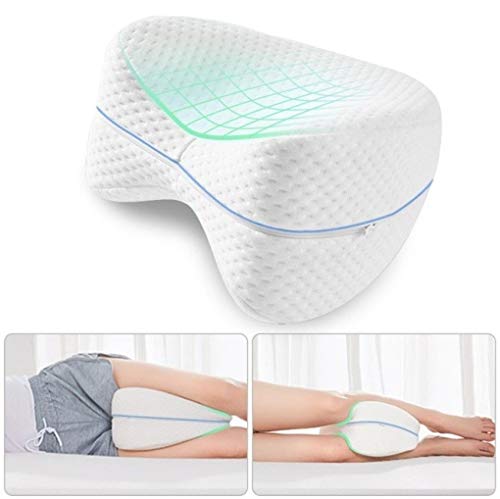 Almohada Ortopédica para Pierna y Rodilla, Cojín ergonómico, Almohada posicionadora de Piernas, Almohada Viscoelástica, Almohada para piernas Adaptable, Espuma con Memoria, para Dormir de Lado.