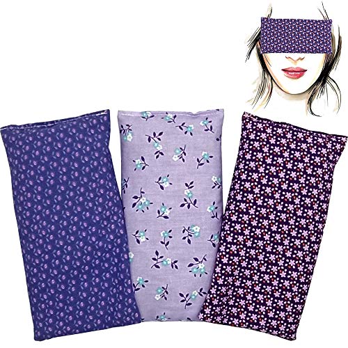 Almohada para los ojos "Pack de 3 - Lila's 2020" | Semillas de Lavanda y arroz | Yoga, Meditación, Relajación, descanso de ojos...