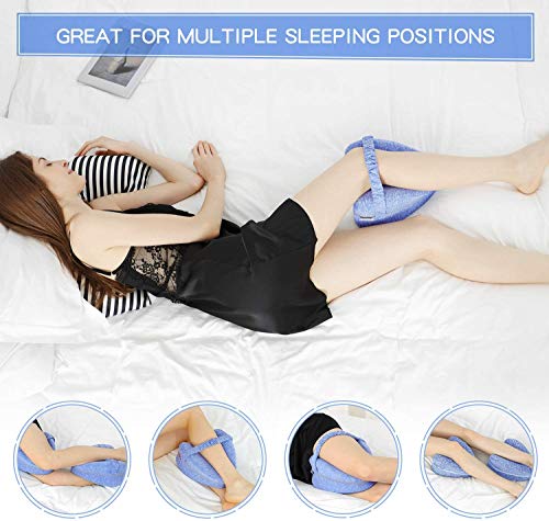 Almohadas posicionadoras de Pierna– Mejor para Pierna, Espalda, y Rodilla Pain- cuña de Espuma con Efecto Memoria Contour Pierna Almohada con Funda extraíble (Azul)