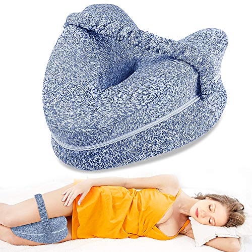 Almohadas posicionadoras de Pierna– Mejor para Pierna, Espalda, y Rodilla Pain- cuña de Espuma con Efecto Memoria Contour Pierna Almohada con Funda extraíble (Azul)