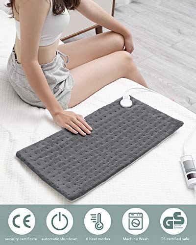 Almohadilla Eléctrica Térmica 30x60cm el Calentar Rapido Manta Eléctrica de 6 Niveles Lumbar Espalda Cuellocon Protección contra sobrecalentamiento Función de Apagado Automático lavable gris Almohadilla Eléctrica Térmica 30x60cm el Calentar Rapido Manta Eléctrica de 6 Niveles Lumbar Espalda Cuellocon Protección contra sobrecalentamiento Función de Apagado Automático lavable gris