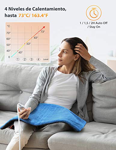 Almohadilla Eléctrica Térmica, ATMOKO Manta Electrica Calentar Rápido de 4 Nivel, Funda Lavable, Auto-Apagado 1/1.5/2H y/Stay On Opción Almohadilla Eléctrica Térmica, ATMOKO Manta Electrica Calentar Rápido de 4 Nivel, Funda Lavable, Auto-Apagado 1/1.5/2H y/Stay On Opción