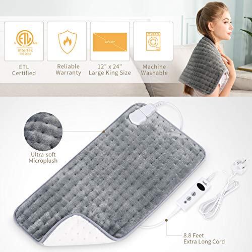 Almohadilla Eléctrica Térmica, Turejo Manta Eléctica Lumbar con 10 Niveles de Canlentamiento Rápido, 9 Modos Auto-Apagado, Anti-Sobrecalentamiento, Ultra Suave, Lavable, 30X61 cm Almohadilla Eléctrica Térmica, Turejo Manta Eléctica Lumbar con 10 Niveles de Canlentamiento Rápido, 9 Modos Auto-Apagado, Anti-Sobrecalentamiento, Ultra Suave, Lavable, 30X61 cm