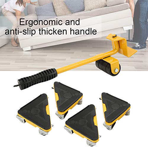 Almohadillas Móviles para Muebles 5 Piezas Mover Muebles y Kit Elevador Retirable Portátil Tarea Pesada Herramienta para Mover Muebles Casa Desplazador Universal de Transporte de Ruedas