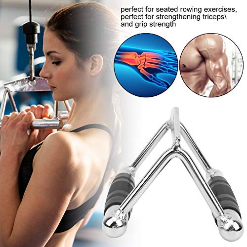 Alomejor Fitness Tricep V en Forma de Barra de presión hacia Abajo Mango de Entrenamiento de Remo Cable de Goma de Acero Inoxidable Accesorios para manija Alomejor Fitness Tricep V en Forma de Barra de presión hacia Abajo Mango de Entrenamiento de Remo Cable de Goma de Acero Inoxidable Accesorios para manija