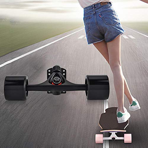 Alomejor Skateboard Truck Combo Set -2pcs Skateboard Truck + 4pcs Skate Wheel + 2pcs Riser Pad Cojinete + 8 Longboard Pernos + 8 Patineta Tuerca(Black Shaft Black Wheel)