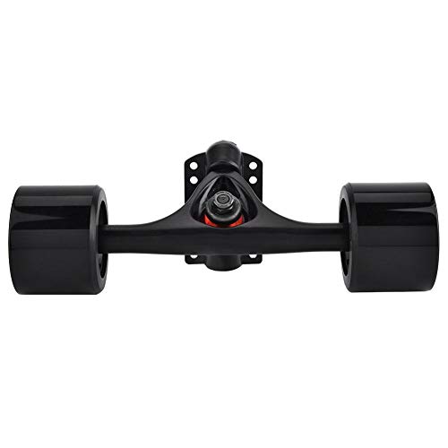 Alomejor Skateboard Truck Combo Set -2pcs Skateboard Truck + 4pcs Skate Wheel + 2pcs Riser Pad Cojinete + 8 Longboard Pernos + 8 Patineta Tuerca(Black Shaft Black Wheel)