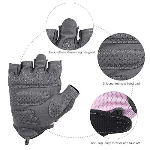 Alomejor1 Guantes Unisex de Medio Dedo Guantes Deportivos Antideslizantes elásticos Altos para Pesas Ciclismo de Yoga aéreo(M-Rosado)