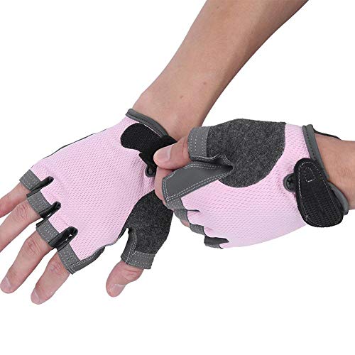 Alomejor1 Guantes Unisex de Medio Dedo Guantes Deportivos Antideslizantes elásticos Altos para Pesas Ciclismo de Yoga aéreo(M-Rosado)