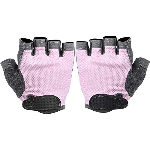 Alomejor1 Guantes Unisex de Medio Dedo Guantes Deportivos Antideslizantes elásticos Altos para Pesas Ciclismo de Yoga aéreo(M-Rosado)