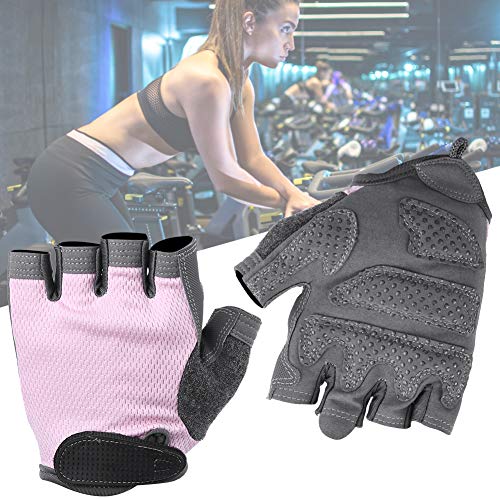 Alomejor1 Guantes Unisex de Medio Dedo Guantes Deportivos Antideslizantes elásticos Altos para Pesas Ciclismo de Yoga aéreo(M-Rosado)