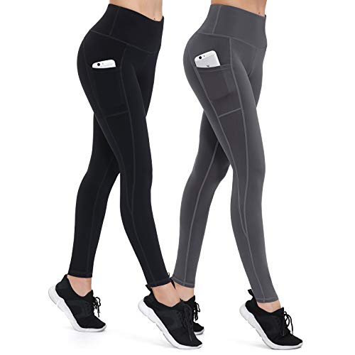 ALONG FIT Leggings Mujer, no transparenta Mallas Deportivas Mujer altas de cintura Bolsillos Para Yoga Gimnasio 2 pack ALONG FIT Leggings Mujer, no transparenta Mallas Deportivas Mujer altas de cintura Bolsillos Para Yoga Gimnasio 2 pack