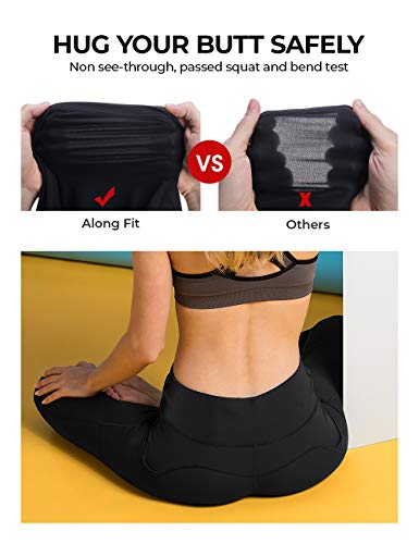 ALONG FIT Leggings Mujer, no transparenta Mallas Deportivas Mujer altas de cintura Bolsillos Para Yoga Gimnasio 2 pack