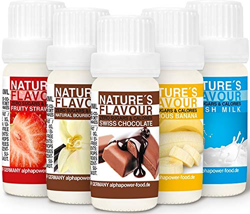 ALPHAPOWER FOOD Aromas alimentarios por repostería y bebidas I Súper pack ahorro 5x10ml, Vegano, 100% naturales con Sabor Premium I saborizante sin azucar - Flavdrops, Flavor Drops liquida ALPHAPOWER FOOD Aromas alimentarios por repostería y bebidas I Súper pack ahorro 5x10ml, Vegano, 100% naturales con Sabor Premium I saborizante sin azucar - Flavdrops, Flavor Drops liquida