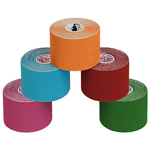 ALPIDEX 5 Rollos Cinta Kinesiología Tape 5 m x 5 cm Cinta Muscular E- Book Ejemplos Aplicación, Color:colores surtido ALPIDEX 5 Rollos Cinta Kinesiología Tape 5 m x 5 cm Cinta Muscular E- Book Ejemplos Aplicación, Color:colores surtido
