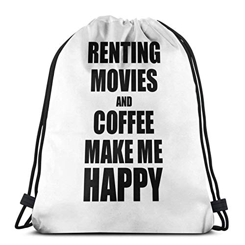 Alquilar películas y café me Hace Feliz Idea Divertida de Regalo para Hobby Lover1 Mochila Deportiva Mochila con cordón Bolsa de Gimnasio Saco