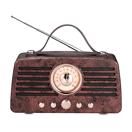 Altavoz Retro Bluetooth, Altavoz inalámbrico portátil Aurtec Bluetooth 4.2 con Radio FM, Altavoz estéreo de Audio para el hogar con Sonido Potente y subwoofer, Marrón Altavoz Retro Bluetooth, Altavoz inalámbrico portátil Aurtec Bluetooth 4.2 con Radio FM, Altavoz estéreo de Audio para el hogar con Sonido Potente y subwoofer, Marrón