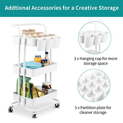 alvorog Carrito de Cocina de 3 Niveles con Ruedas, Carro de Almacenaje con Asa, Carrito Auxiliar Multifuncional para Baño, Cocina, Oficina, Salón & SPA - Blanco alvorog Carrito de Cocina de 3 Niveles con Ruedas, Carro de Almacenaje con Asa, Carrito Auxiliar Multifuncional para Baño, Cocina, Oficina, Salón & SPA - Blanco