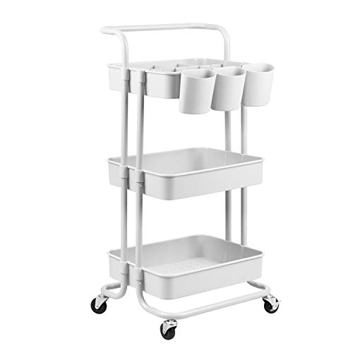 alvorog Carrito de Cocina de 3 Niveles con Ruedas, Carro de Almacenaje con Asa, Carrito Auxiliar Multifuncional para Baño, Cocina, Oficina, Salón & SPA - Blanco alvorog Carrito de Cocina de 3 Niveles con Ruedas, Carro de Almacenaje con Asa, Carrito Auxiliar Multifuncional para Baño, Cocina, Oficina, Salón & SPA - Blanco