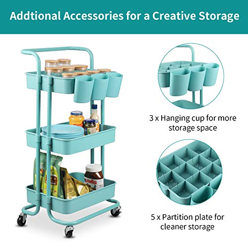 alvorog Carrito de Cocina de 3 Niveles con Ruedas, Carro de Almacenaje con Asa, Carrito Auxiliar Multifuncional para Baño, Cocina, Oficina, Salón & SPA - Azul alvorog Carrito de Cocina de 3 Niveles con Ruedas, Carro de Almacenaje con Asa, Carrito Auxiliar Multifuncional para Baño, Cocina, Oficina, Salón & SPA - Azul