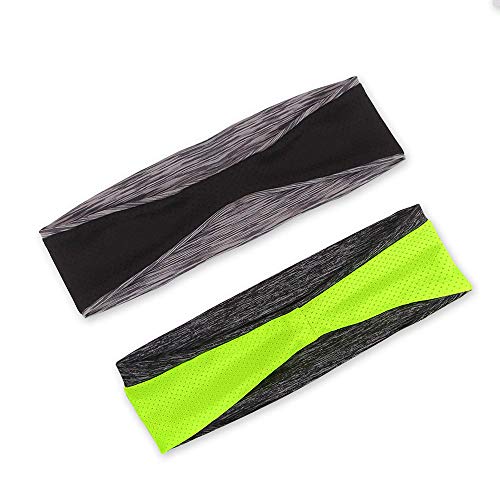 Amacoam Cinta Pelo Deporte Hombre Mujer Diadema Deportiva Banda de Sudor Elástica Headband para Correr Ciclismo Yoga Baloncesto Ejercicio Unisex Venda de Pelo 2 Piezas