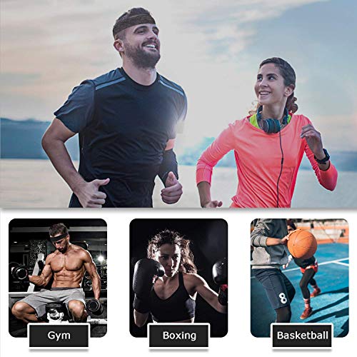 Amacoam Cinta Pelo Deporte Hombre Mujer Diadema Deportiva Banda de Sudor Elástica Headband para Correr Ciclismo Yoga Baloncesto Ejercicio Unisex Venda de Pelo 2 Piezas