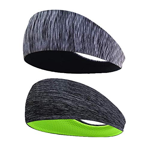 Amacoam Cinta Pelo Deporte Hombre Mujer Diadema Deportiva Banda de Sudor Elástica Headband para Correr Ciclismo Yoga Baloncesto Ejercicio Unisex Venda de Pelo 2 Piezas