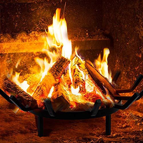 Amagabeli 61cm Rejilla de la chimenea Tarea pesada Rejilla Chimenea Hierro fundido chimenea fuego rejilla Leña Titular de registro carbón 12 barras triangular de Acero Rejilla para leña Interior