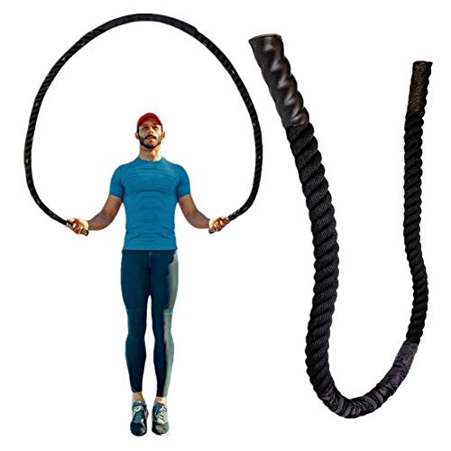 AmandaJ Cuerda de salto pesada, cuerda de saltar antideslizante, para exteriores, para hombres y mujeres, entrenamiento de potencia para mejorar la fuerza y la construcción de músculos.