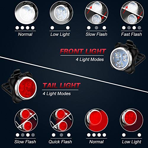 AMANKA Luces Bicicleta Recargable LED, Luz para Bicicleta por USB Conjunto de Luces Delantera y Trasera para Bicicleta 4 Modo 650mAh Reflector Bici Seguridad Faro de Señal AMANKA Luces Bicicleta Recargable LED, Luz para Bicicleta por USB Conjunto de Luces Delantera y Trasera para Bicicleta 4 Modo 650mAh Reflector Bici Seguridad Faro de Señal