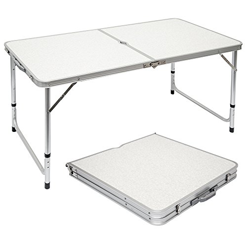 AMANKA Mesa para Acampada 120x60x70cm de Aluminio Plegable portátil como si Fuera un maletín Altura Regulable para pícnic Camping Gris Claro AMANKA Mesa para Acampada 120x60x70cm de Aluminio Plegable portátil como si Fuera un maletín Altura Regulable para pícnic Camping Gris Claro