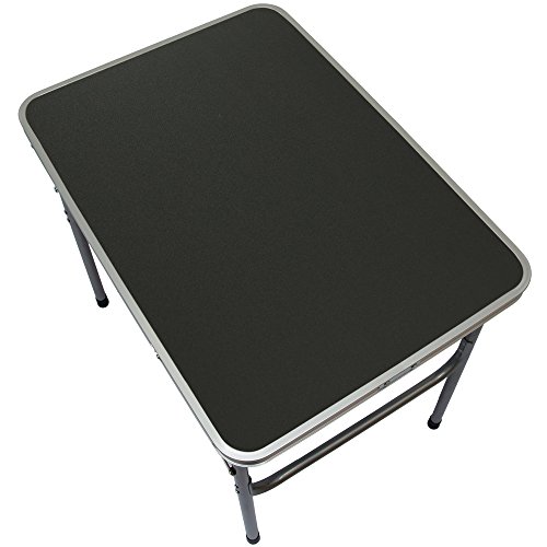 AMANKA Mesa para Acampada de Acero 3Kg 80x60x70cm Plegable portátil como si Fuera un maletín para pícnic Camping mercadillo Gris Oscuro