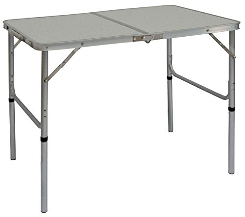 AMANKA Table de Camping Portable 3kg Pliante en mallette pour Pique-nique Plage Jardin 90x60cm réglable en Hauteur en Aluminium Gris Clair
