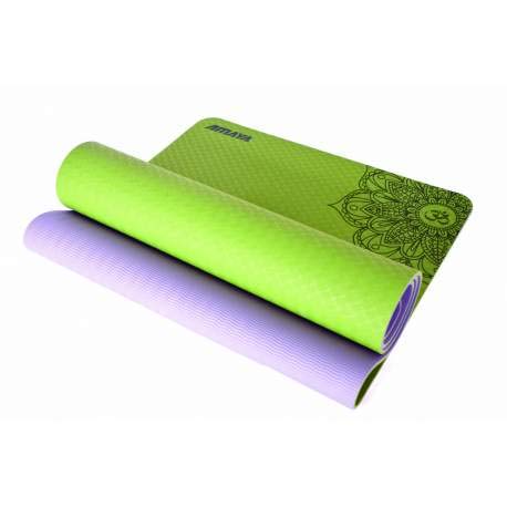 AMAYA SPORT - Esterilla Ecologica para Yoga Bicolor con Diseño de Mandalas - Verde