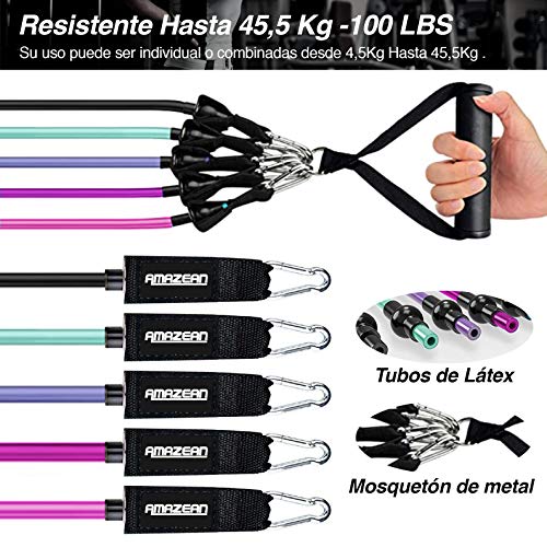 AMAZEAN, Bandas de Resistencia, 11 Piezas Mujeres Hombres Gomas Elásticas Fitness Bandas Glúteos Cintas Elásticas Musculacion Bandas de Ejercicio para Gimnasio en Casa (Rosa)