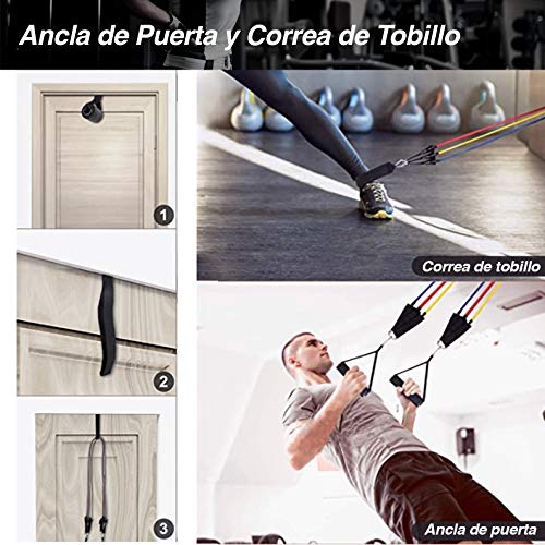 AMAZEAN, Bandas de Resistencia, 11 Piezas Mujeres Hombres Gomas Elásticas Fitness Bandas Glúteos Cintas Elásticas Musculacion Bandas de Ejercicio para Gimnasio en Casa (Rosa)