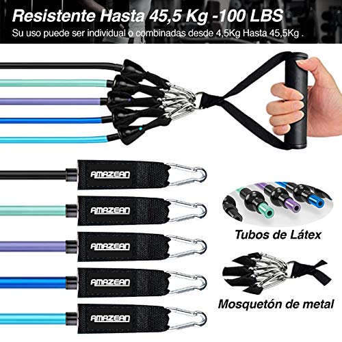 AMAZEAN, Bandas de Resistencia, 12 Piezas Mujeres Hombres Gomas Elásticas Fitness Bandas Glúteos Cintas Elásticas Musculacion Bandas de Ejercicio para Gimnasio en Casa (Azul)