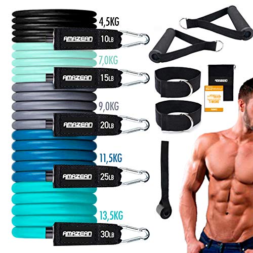 AMAZEAN, Bandas de Resistencia, 12 Piezas Mujeres Hombres Gomas Elásticas Fitness Bandas Glúteos Cintas Elásticas Musculacion Bandas de Ejercicio para Gimnasio en Casa (Azul) AMAZEAN, Bandas de Resistencia, 12 Piezas Mujeres Hombres Gomas Elásticas Fitness Bandas Glúteos Cintas Elásticas Musculacion Bandas de Ejercicio para Gimnasio en Casa (Azul)